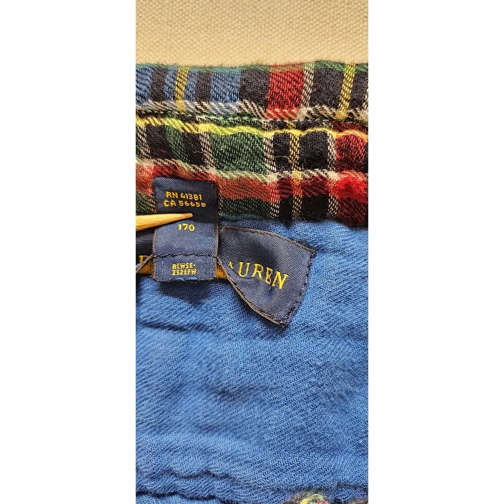 Ralph Lauren Boys XL 18-20 Plaid Flannel Lined Button Down Shirt Multi Color